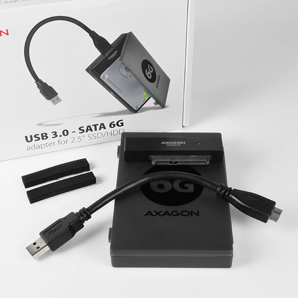 AXAGON ADSA-1S6, USB3.0 - SATA 6G UASP HDD/ SSD adaptér vč. 2.5" pouzdra - obrázek č. 3