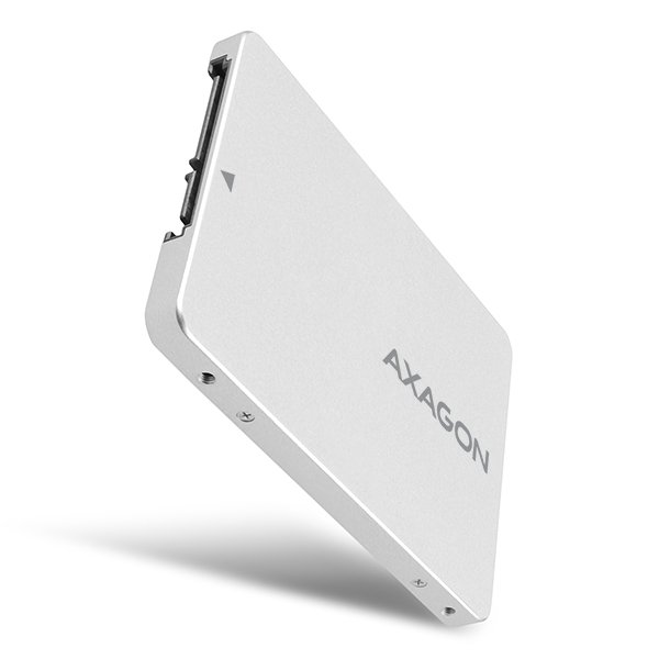 AXAGON RSS-M2SD, SATA - M.2 SATA SSD, interní 2.5" ALU box, stříbrný - obrázek č. 1