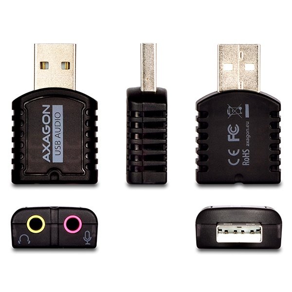 AXAGON ADA-10, USB 2.0 - externí zvuková karta MINI, 48kHz/ 16-bit stereo, vstup USB-A - obrázek č. 3