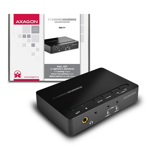 AXAGON ADA-71, USB2.0 - 7.1 audio SOUNDbox, SPDIF vstup/ výstup - obrázek produktu