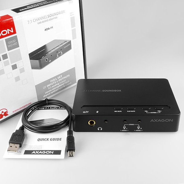 AXAGON ADA-71, USB2.0 - 7.1 audio SOUNDbox, SPDIF vstup/ výstup - obrázek č. 8