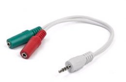 Gembird kabelová rozdvojka jack 3,5mm (4 pólový) na 2x3,5mm M/ F, 20cm, audio  (CCA-417W)