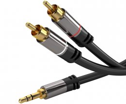 PremiumCord HQ stíněný kabel stereo Jack 3.5mm-2xCINCH M/ M 1,5m  (kjqcin015)
