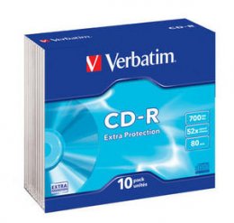 VERBATIM CD-R(10-Pack)Slim/ EP/ DL/ 52x/ 700MB  (43415)