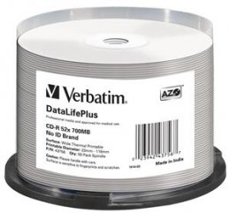 VERBATIM CD-R(50-Pack)/ 52x/ 700MB/ ThermoPrint/ NoID  (43756)