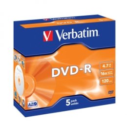 VERBATIM DVD-R(5-Pack)Jewel/ MattSlvr/ 16x/ 4.7GB  (43519)