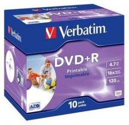 VERBATIM DVD+R (10-pack)Printable/ 16x/ 4.7GB/ Jewel  (43508)