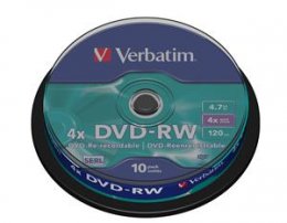 VERBATIM DVD-RW(10-Pack)Spindle4x/ DLP/ 4.7GB  (43552)