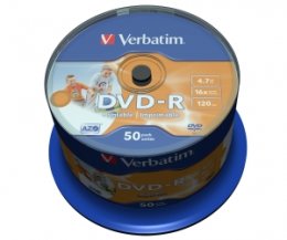 VERBATIM DVD-R(50-Pack)Cake/ Print/ 16x/ 4.7GB/ NoID  (43533)