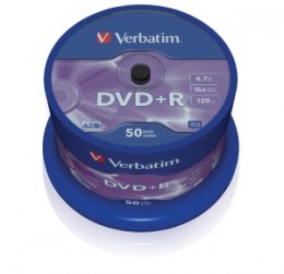 VERBATIM DVD+R(50-Pack),Spindl/ MattSlvr/ 16x/ 4.7GB  (43550)
