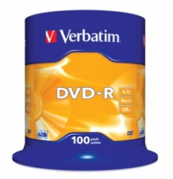 VERBATIM DVD-R(100-Pack)Spindl/ MattSlvr/ 16x/ 4.7GB  (43549)