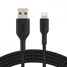BELKIN kabel oplétaný USB-A - Lightning, 1m, černý  (CAA002bt1MBK)