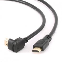 GEMBIRD Kabel HDMI-HDMI M/ M 4,5m, 1.4, M/ M stíněný, zlacené kontakty, 90° lomený, černý  (CC-HDMI490-15)
