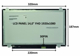 LCD PANEL 14,0" FHD 1920x1080 30PIN MATNÝ IPS /  ÚCHYTY NAHOŘE A DOLE  (77047414)