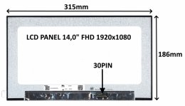 LCD PANEL 14,0" FHD 1920x1080 30PIN MATNÝ IPS /  BEZ ÚCHYTŮ  (77042909)