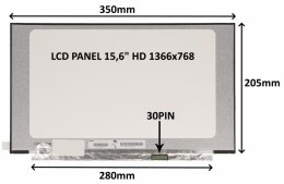 LCD PANEL 15,6" HD 1366x768 30PIN MATNÝ /  BEZ ÚCHYTŮ  (77042360)