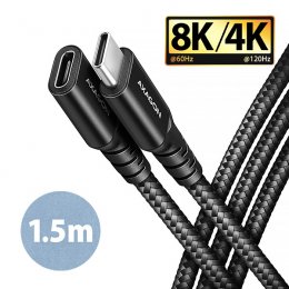AXAGON BUCM32-CF15AB prodlužovací kabel USB-C (M) <-> USB-C (F), 1.5m, USB 20Gbps, PD 240W ALU oplet  (BUCM32-CF15AB)