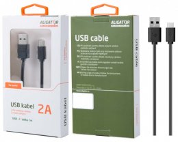 Datový kabel , USB-C, 2A, 1m, prodloužený konektor 9mm, černý  (DKAC82BK)