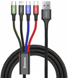 Baseus CA1T4-B01 Fast 4in1 Kabel Lightning, 2x USB-C, MicroUSB 3.5A 1.2m Black  (6953156278493)