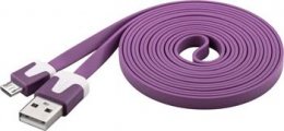 PremiumCord Kabel microUSB 2.0, A-B, plochý, fialový  (ku2m2fp3)