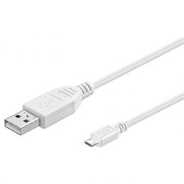 PremiumCord Kabel micro USB 2.0, A-B 2m, bílá  (ku2m2fw)