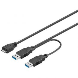 PremiumCord USB 3.0 napájecí Y kabel A/ Male + A/ Male -- Micro B/ Mmale, 30cm  (ku3y01)