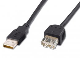 PremiumCord USB 2.0 kabel prodlužovací, A-A, 20cm černá  (kupaa02bk)