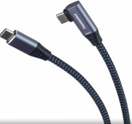 PremiumCord USB-C zahnutý kabel ( USB 3.2 GEN 2x2, 5A, 100W, 20Gbit/ s ) bavlněný oplet, 3m  (KU31CU3)