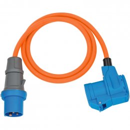 CEE Adapter Cable Camping 1,5m kabel v oranžové barvě (CEE zástrčka a úhlová spojka vč. bezpečnostní kontaktní kombinovaná zásuvka, 230V/16A, pro trvalé venkovní použití) 1132920525  (1132920525)