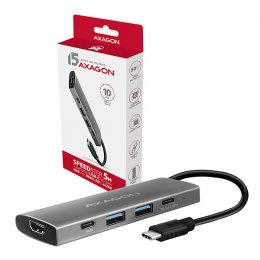 AXAGON HMC-5G2, USB 10Gbps hub, porty 2x USB-A, 2x USB-C, HDMI 4k/ 60, PD 100W, kabel USB-C 13cm
