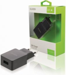 Nabíječka 1-Výstup 2.1 A USB Černá (CH-001BL)  (CH-001BL)