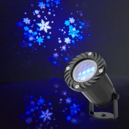 LED projektor sněhové vločky bílé a modré, voděodolný IP44  (CLPR1)