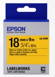 Epson Label Cartridge Pastel LK-5YBP Black/ Yellow 18mm (9m)  (C53S655003)