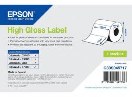 High Gloss Label - Die-cut Roll: 102mm x 51mm, 2310 labels  (C33S045717)