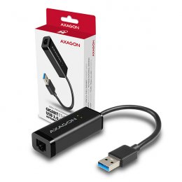 AXAGON ADE-SR, USB-A 3.2 Gen 1 - Gigabit Ethernet síťová karta, auto instal, černá  (ADE-SR)