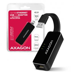 AXAGON ADE-XR, USB 2.0 - Fast Ethernet síťová karta, auto instal, černá  (ADE-XR)