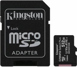 Kingston CANVAS SELECT PLUS/ micro SDXC/ 512GB/ UHS-I U3 /  Class 10/ + Adaptér  (SDCS2/512GB)