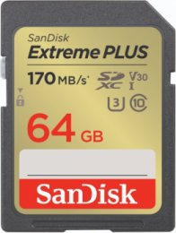 SanDisk Extreme PLUS/ SDXC/ 64GB/ UHS-I U3 /  Class 10  (SDSDXW2-064G-GNCIN)