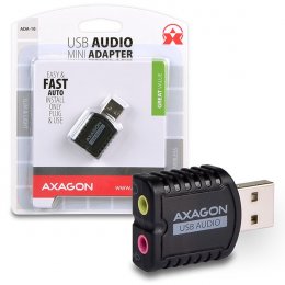 AXAGON ADA-10, USB 2.0 - externí zvuková karta MINI, 48kHz/ 16-bit stereo, vstup USB-A