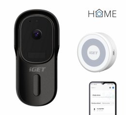 iGET HOME Doorbell DS1 Black + CHS1 White - WiFi bateriový videozvonek, set s reproduktorem, CZ app  (75020816)