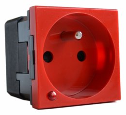 MOSAIC zásuvka 2p+t s optickou přep. ochr. červená  (S77141)